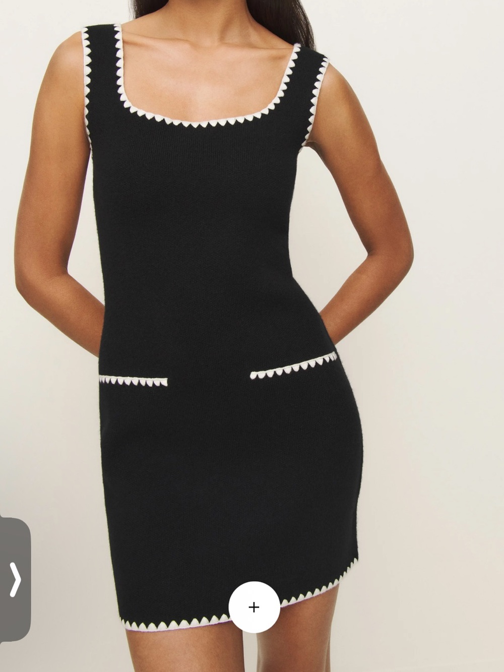 Reformation Isabelle Regenerative Wool Embroidered Sweater Dress Black - Size S